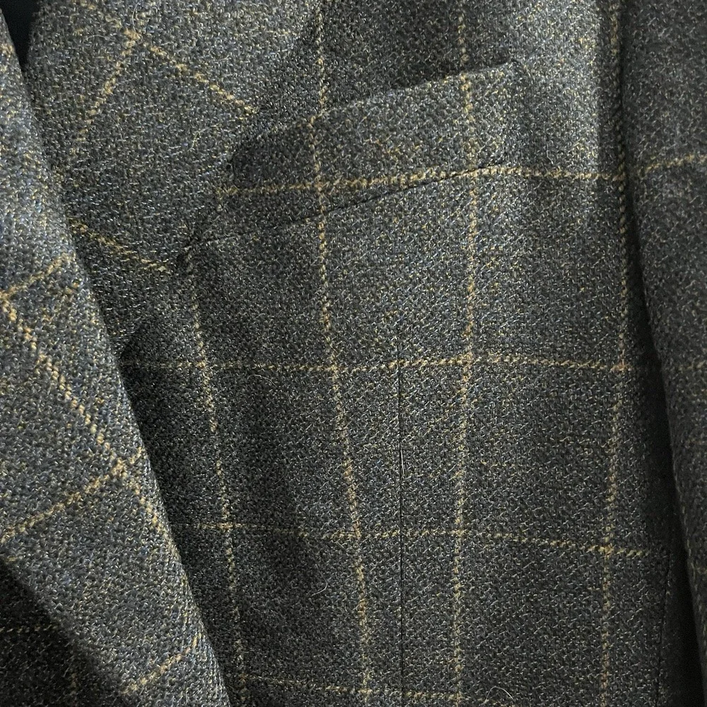 Ermenegildo Zegna Spiritoso Wool Cashmere Glen Plaid Windowpane Blazer 42R READ
